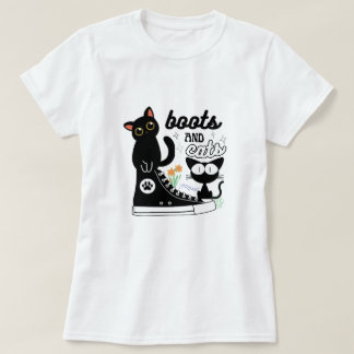 botas y gatos camiseta