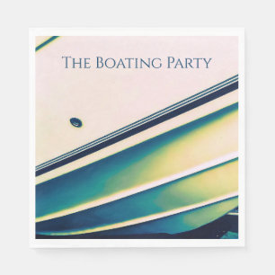 Bote abstracto en servilleta de papel azul