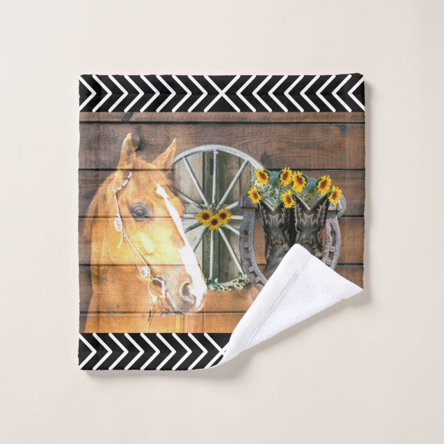 Bote de Cowboy Caballo Rueda de Wagon Herradura (Toallita)