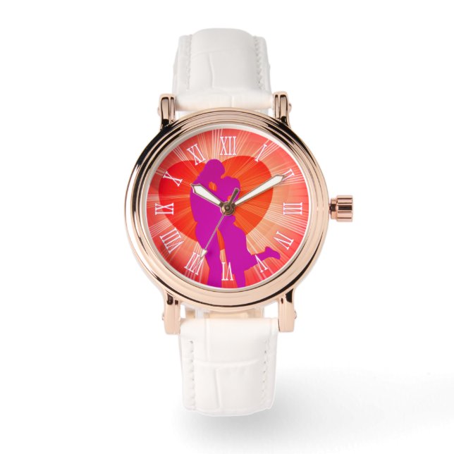 Bote de San Valentín besando reloj de pulsera (Anverso)