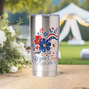 Botella Aislada 250 Años De Libertad Flores De Color Patriótico