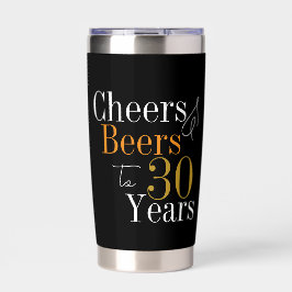 Botella Aislada 30th Birthday Cheers and Beers Black Gold Party