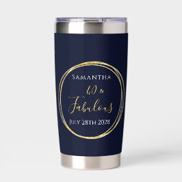 Botella Aislada 40th Birthday Navy Gold Personalized Party Favor