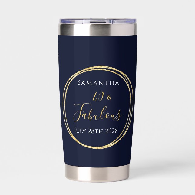 Botella Aislada 40th Birthday Navy Gold Personalized Party Favor (Frente)