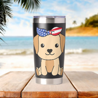 Botella Aislada 4 de Julio Labrador Americano Lindo Usa