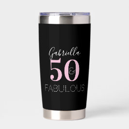 Botella Aislada 50th Birthday Black Pink Personalized Party Favor 