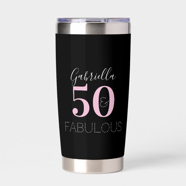 Botella Aislada 50th Birthday Black Pink Personalized Party Favor  (Frente)
