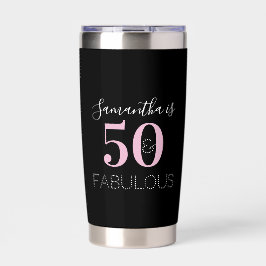 Botella Aislada 50th Birthday Personalized Black Pink