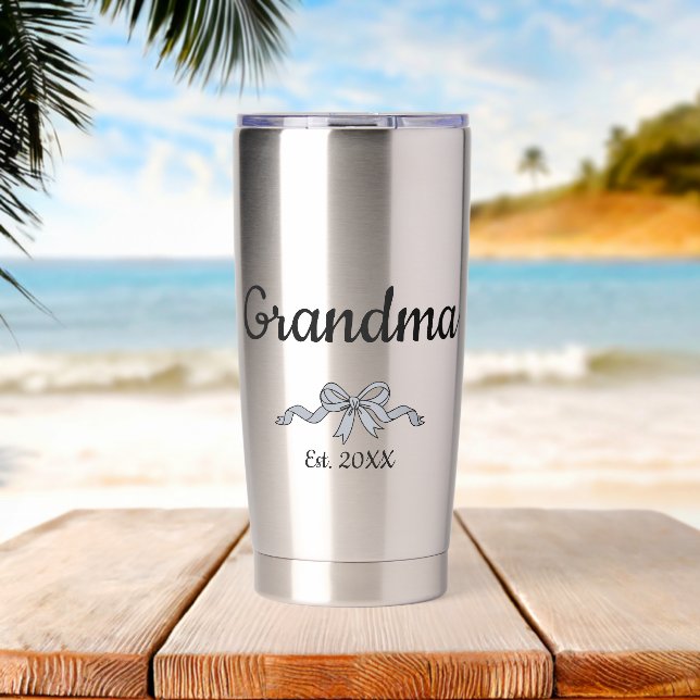 Botella Aislada Abuela Arco Simple Letra Año Est. (Playa (girada))