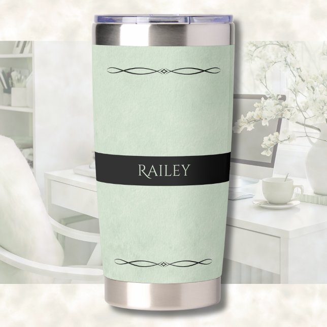 Botella Aislada Accesorio de escritorio verde sabio Chic de oficin (This Sage Green Executive Tumbler is designed to inspire growth & renewal every time you take a sip)