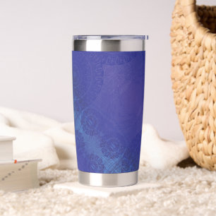 Botella Aislada Aceptación Medallones Blue Indigo Violet Boho