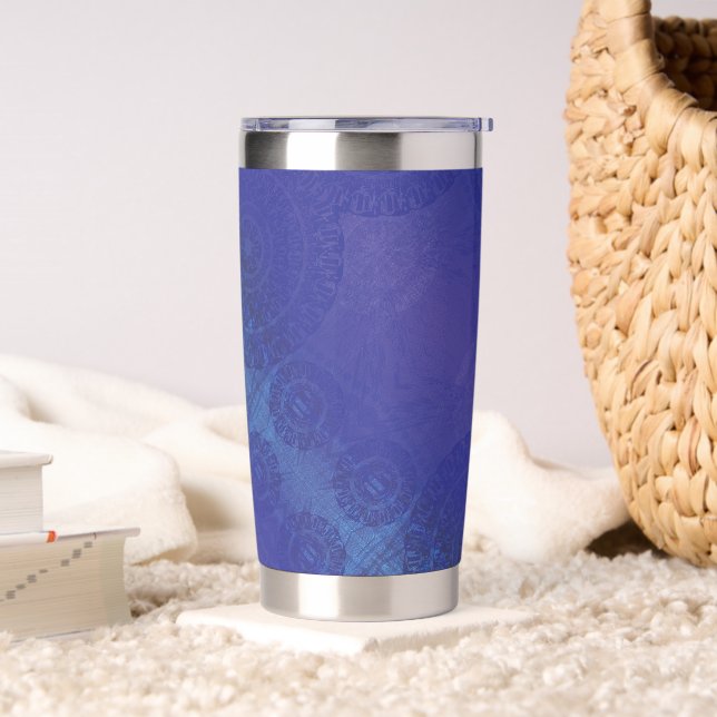 Botella Aislada Aceptación | Medallones Blue Indigo Violet Boho (Sala de estar)