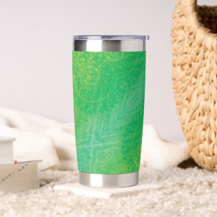 Botella Aislada Aceptación Medallones de Boho azul verde amarill