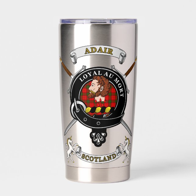 Botella Aislada Adair Clan Badge Tartán & Swords (Frente)
