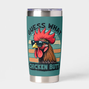 Botella Aislada Adivina Qué Trasero De Pollo Divertido Gallo Retro