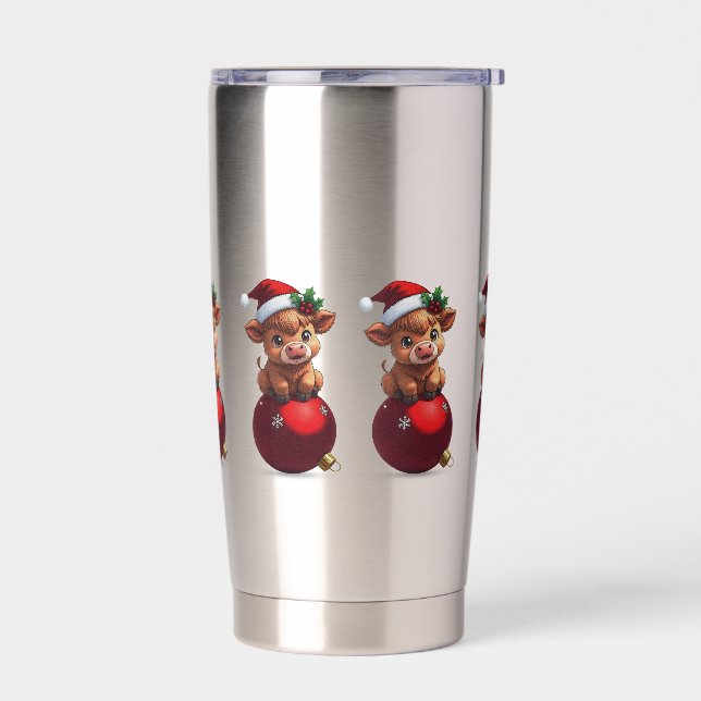 Botella Aislada adorable baby highland cow sitting (Izquierdo)