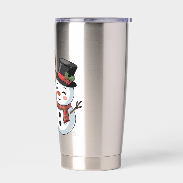 Botella Aislada Adorable Reno de Navidad & Muñeco de Nieve (Izquierdo)