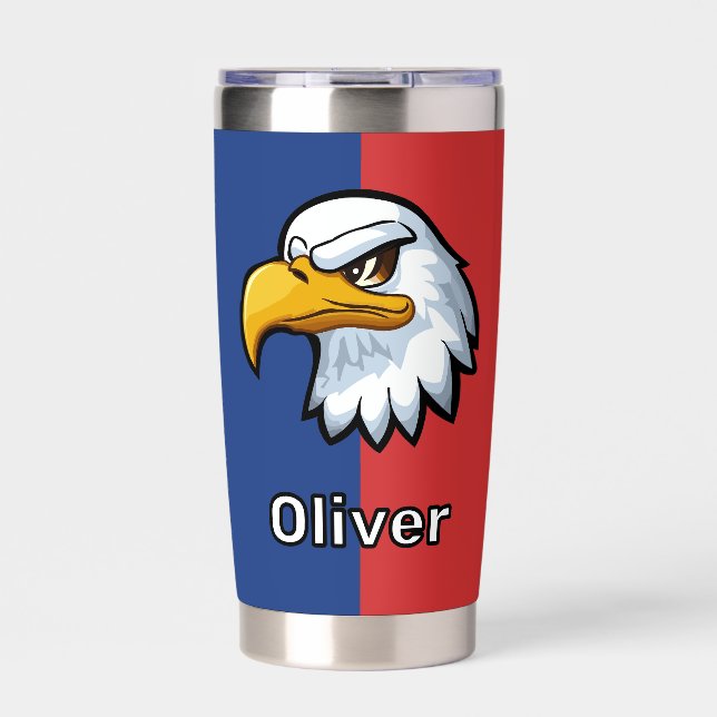Botella Aislada Águila de dibujos animados patrióticos personaliza (Frente)