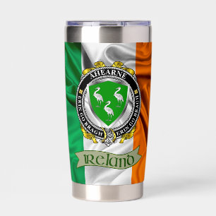 Botella Aislada Ahearne/Aherne Irish Shield & Flag Personalizado