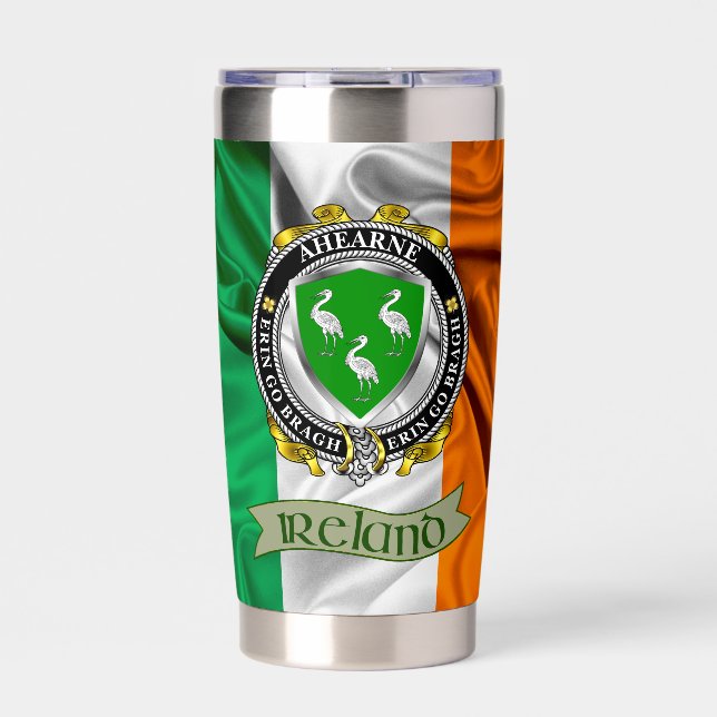 Botella Aislada Ahearne/Aherne Irish Shield & Flag Personalizado (Frente)