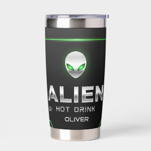 Botella Aislada Alienígena Metálico Futurista y Acento de OVNI