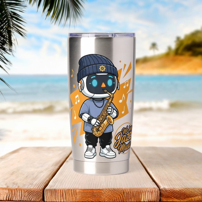 Botella Aislada Amamos el Jazz (Playa (girada))