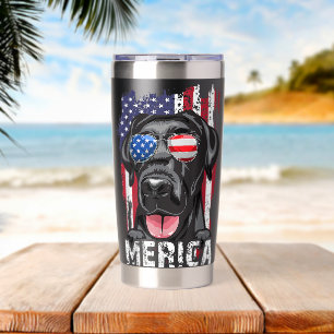Botella Aislada América Retriever de Labrador Bandera Americana 4
