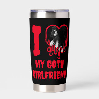 Botella Aislada Amo a mi novia gótica Foto de corazón rojo goteand