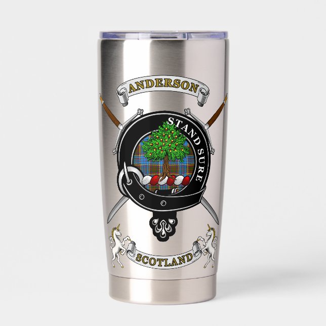 Botella Aislada Anderson Clan Badge Tartan & Swords (Frente)