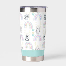 Botella Aislada Arcoiris Boho con corazones Pastel Cute Yeti