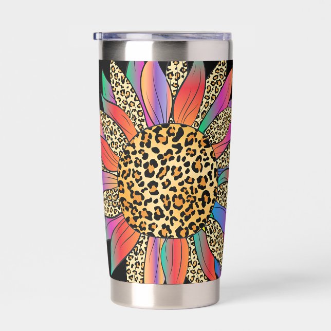 Botella Aislada Arcoíris e impresión de leopardo personalizados   (Derecha)