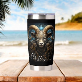 Botella Aislada Arte del Zodíaco de Aries para el 21 de marzo–19 d