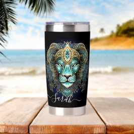 Botella Aislada Arte del Zodiaco de Leo para el 23 de julio al 22 