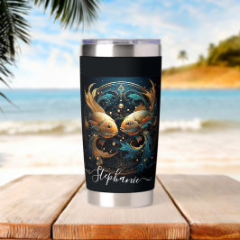 Botella Aislada Arte del Zodiaco de Piscis para 20 de febrero–20 d