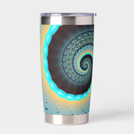 Botella Aislada Arte en espiral fractal abstracto azul turquesa na