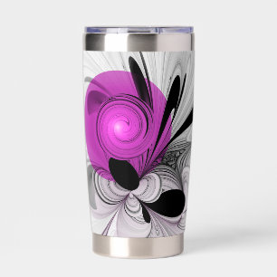 Botella Aislada Arte fractal abstract gris con magenta