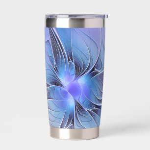 Botella Aislada Arte fractal moderno abstracto lavanda azul