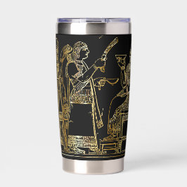 Botella Aislada Arte Persa Dorado Negro Vintage