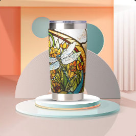 Botella Aislada Arte Vidrio Teñido Estilo Nouveau