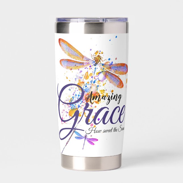 Botella Aislada Asombrosa Grace Dragonfly splatter personalizada (Frente)