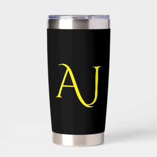 Botella Aislada Atractivo Monograma Amarillo Negro Moderno Minimal