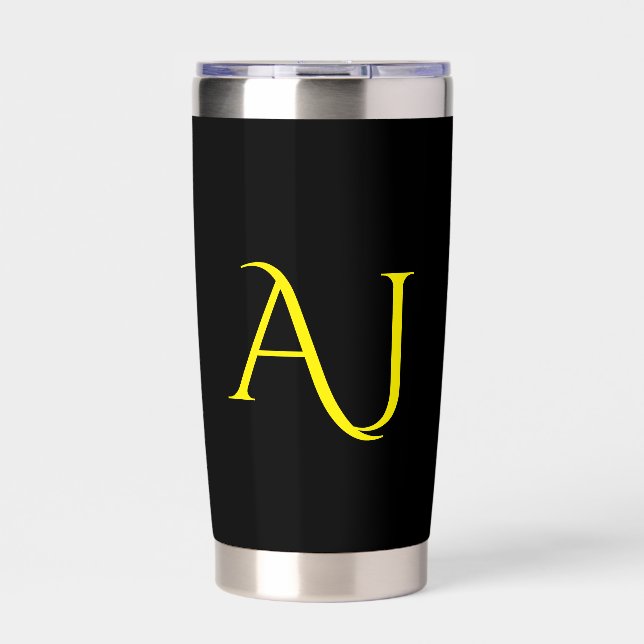 Botella Aislada Attractive Monogram Yellow Black Modern Minimalist (Frente)
