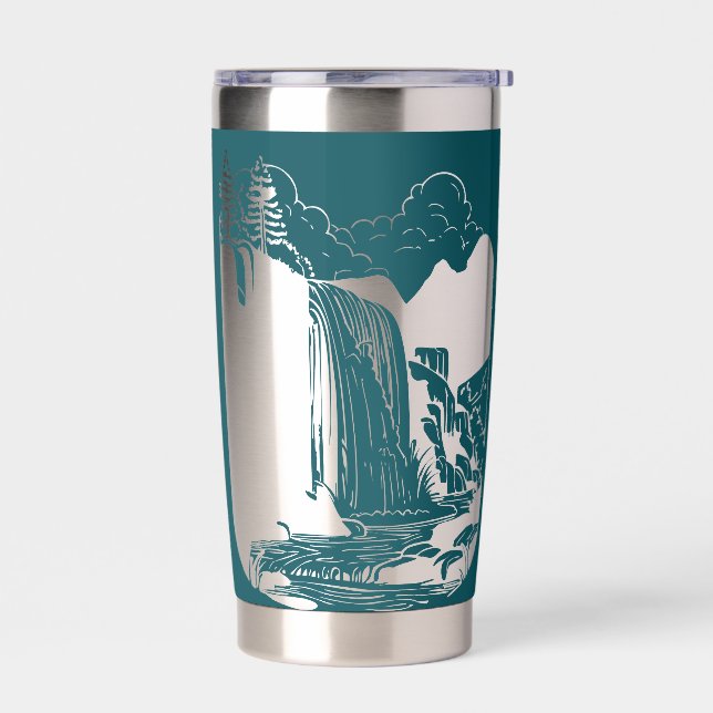 Botella Aislada Azul verde azulado con agua espacial negativa caíd (Izquierdo)