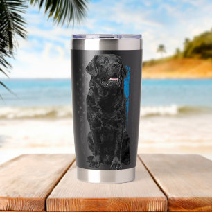 Botella Aislada Bandera Americana Thin Blue Line Labrador Retrieve