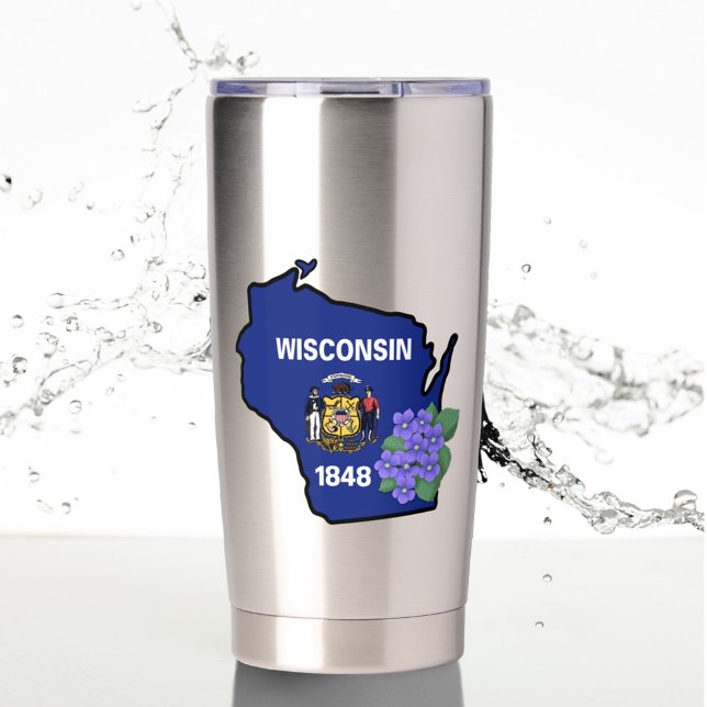 Botella Aislada Bandera de Wisconsin y Flor Violeta Azul Nombre Pe (Subido por el creador)