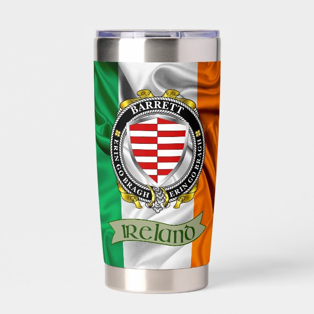 Botella Aislada Barrett Irish Shield & Flag Personalizado (Frente)