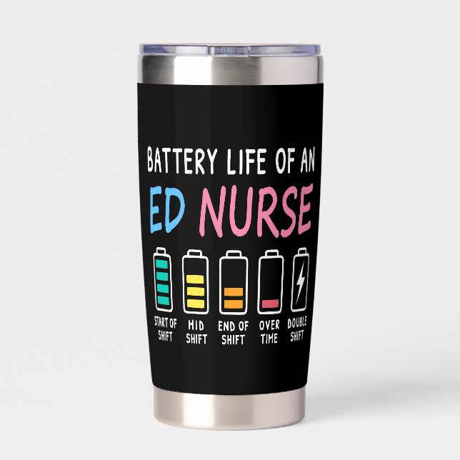 Botella Aislada Battery life of an ED nurse levels humor (Detrás)