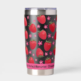 Botella Aislada Berry Sweet Black Strawberry Floral Tumbler