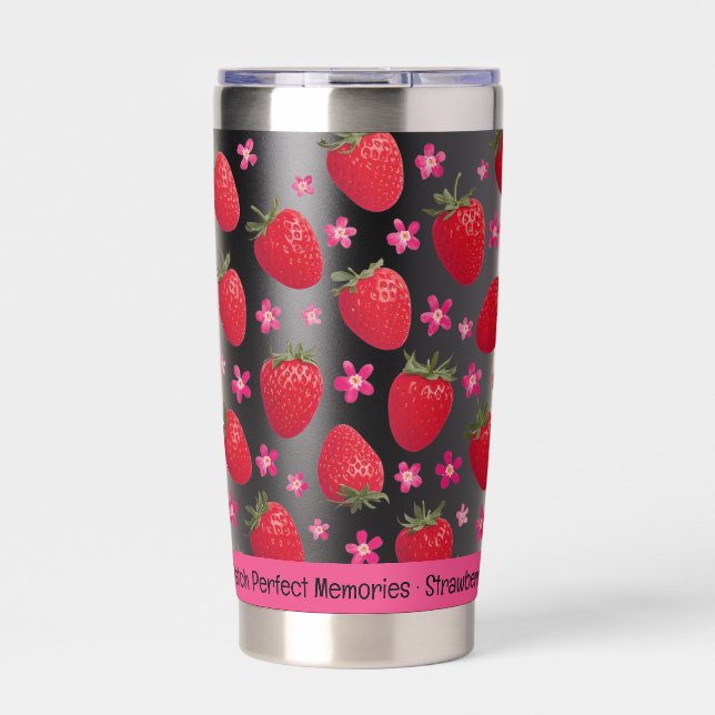 Botella Aislada Berry Sweet Black Strawberry Floral Tumbler (Frente)