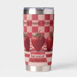 Botella Aislada Berry Sweet Red Checkered Strawberry Tumbler
